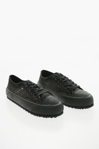 Denim and Suede S-PRINCIPIA Low-Top Sneakers with Platform 4,5cm