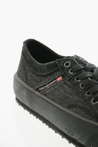 Denim and Suede S-PRINCIPIA Low-Top Sneakers with Platform 4,5cm