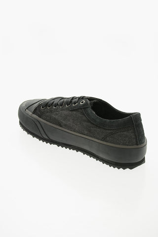 Denim and Suede S-PRINCIPIA Low-Top Sneakers with Platform 4,5cm
