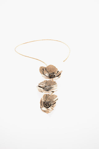 Brass and Gemstone TRE PAPAVERI Necklace