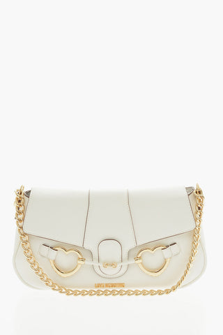 LOVE Textured Faux Leather Shoulder Bag with Clamp Front