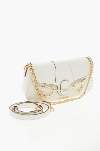 LOVE Textured Faux Leather Shoulder Bag with Clamp Front