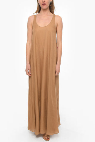Maxidress in Misto Cashmere con Sottoveste in Seta
