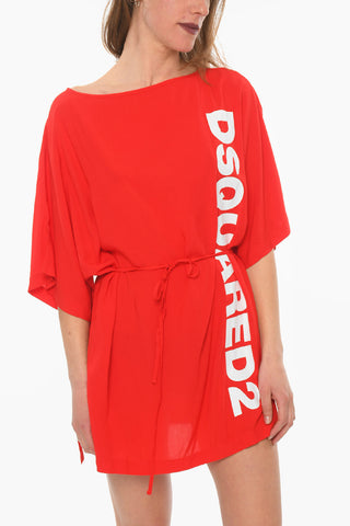 BEACHWEAR Maxi T-shirt Logata con Cinturino