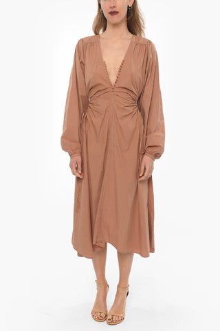 Drawstring Cut-out Detail Cotton Maxidress