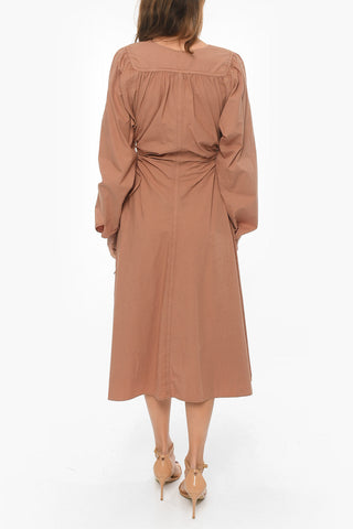Drawstring Cut-out Detail Cotton Maxidress