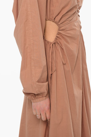 Drawstring Cut-out Detail Cotton Maxidress