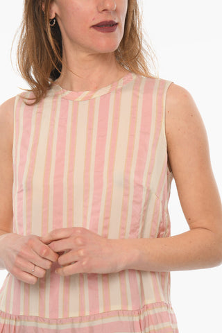 Silk-blend Sleeveless Blouse with Striped Pattern