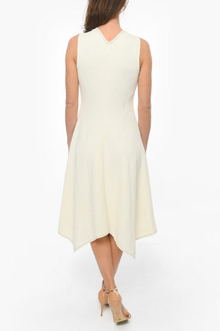 WHITE LABEL Ribbed Sleeveless Midi Dress with Asymmetric Hem