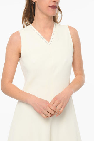WHITE LABEL Ribbed Sleeveless Midi Dress with Asymmetric Hem