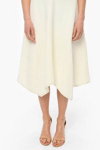 WHITE LABEL Ribbed Sleeveless Midi Dress with Asymmetric Hem