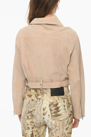 Giubbotto Biker in Camoscio con Cintura