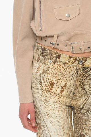 Giubbotto Biker in Camoscio con Cintura