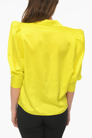 3/4 Sleeve Satin Blouse with Shoulders Pad