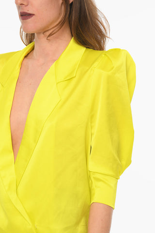 3/4 Sleeve Satin Blouse with Shoulders Pad