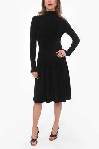 WHITE LABEL  Chenille Flared Midi Dress with Turtle-neck