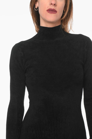 WHITE LABEL  Chenille Flared Midi Dress with Turtle-neck