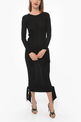 Rayon Long Dress with Asymmetric Hem