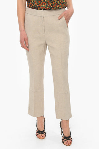 High Waisted Pants With Jewel Buttons On Bottom