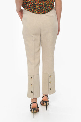 High Waisted Pants With Jewel Buttons On Bottom