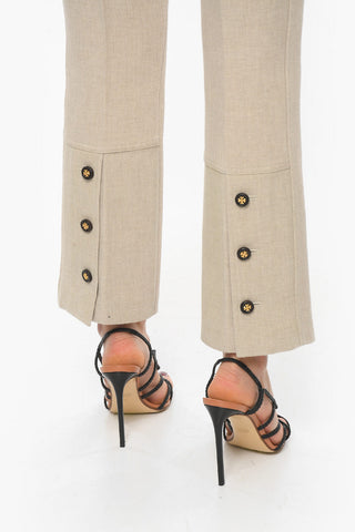 High Waisted Pants With Jewel Buttons On Bottom