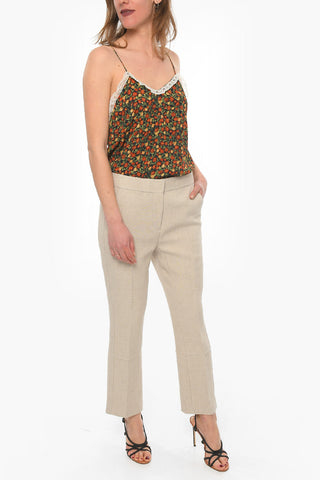 High Waisted Pants With Jewel Buttons On Bottom