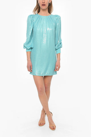 Mini Dress in Paillettes con Manica Bombata