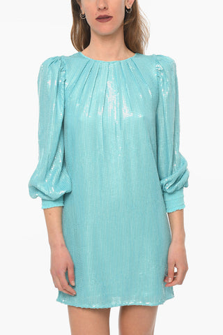 Mini Dress in Paillettes con Manica Bombata