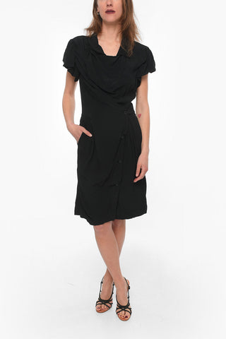Puffed-sleeve DRUNKEN Viscose Wrap Dress