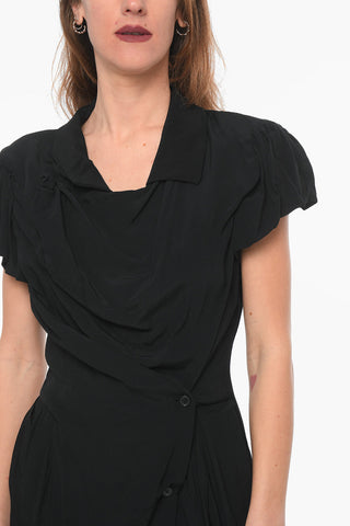 Puffed-sleeve DRUNKEN Viscose Wrap Dress
