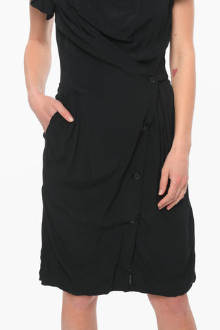 Puffed-sleeve DRUNKEN Viscose Wrap Dress
