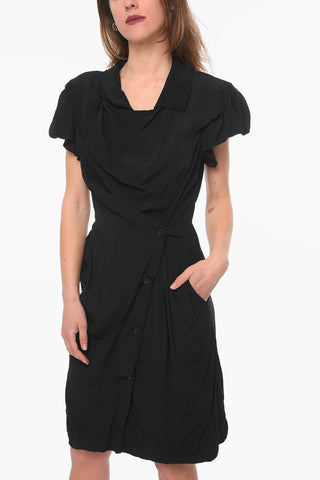 Puffed-sleeve DRUNKEN Viscose Wrap Dress