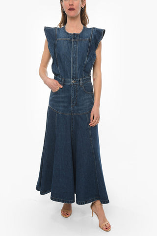 Flared Skirt Denim Maxidress