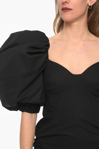 Tubino Midi con Scollo a Cuore e Maniche a Palloncino
