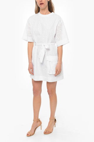 Monogram Broderie-anglaise Dress with Belt