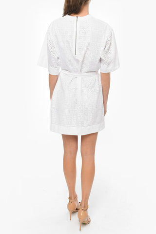 Monogram Broderie-anglaise Dress with Belt