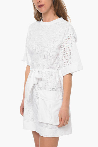 Monogram Broderie-anglaise Dress with Belt