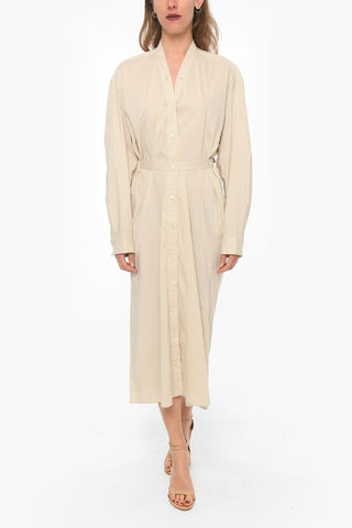 Cotton Blend TILTED Maxi Shirtdress with Belt