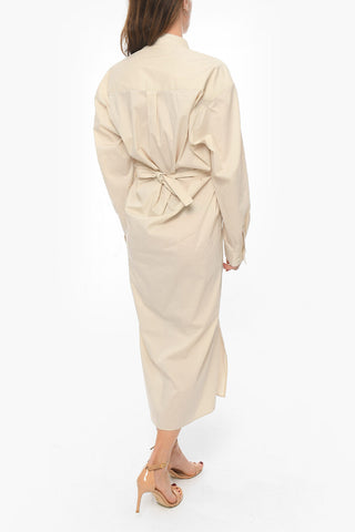 Cotton Blend TILTED Maxi Shirtdress with Belt