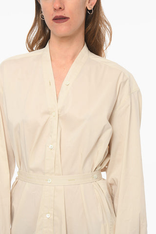 Cotton Blend TILTED Maxi Shirtdress with Belt