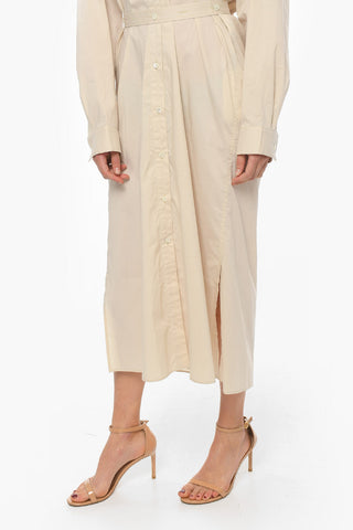Cotton Blend TILTED Maxi Shirtdress with Belt