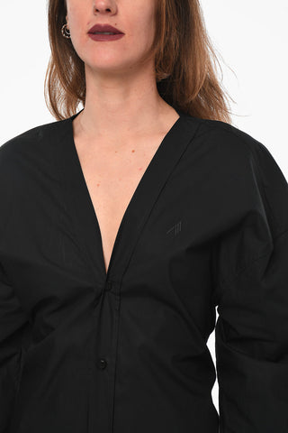 V Neck LALA Cotton Shirt Dress