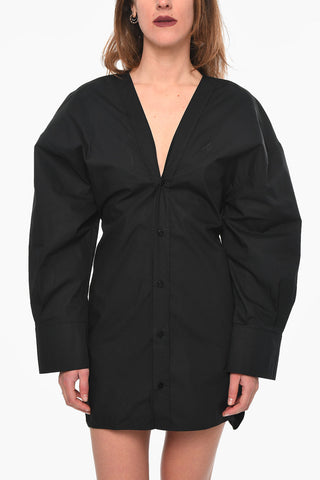 V Neck LALA Cotton Shirt Dress