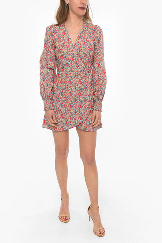 Floral Patterned Mini Wrap Dress