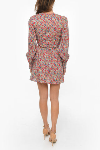 Floral Patterned Mini Wrap Dress
