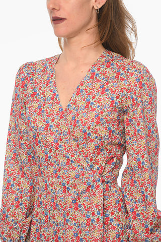 Floral Patterned Mini Wrap Dress