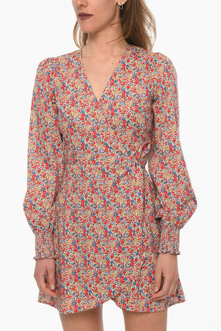 Floral Patterned Mini Wrap Dress