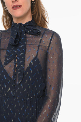 Silk and Lurex Tie Neck Shirt Dress with Petticoat