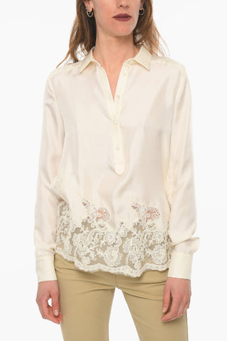 Silk Blouse With Lace Bottom