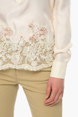 Silk Blouse With Lace Bottom